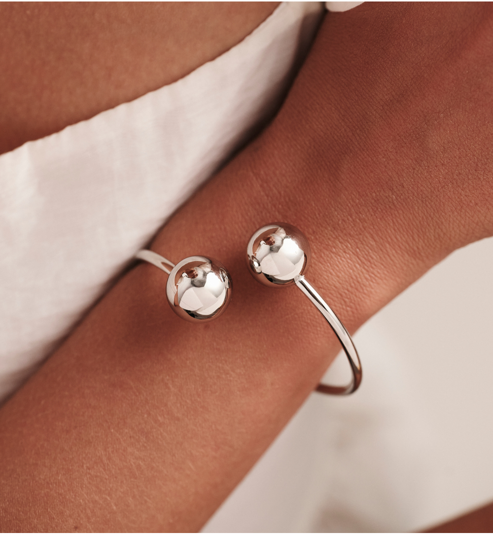 Silver Bracelet with Balls Simple Steel 0473