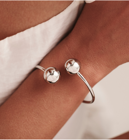 Silver Bracelet with Balls Simple Steel 0473