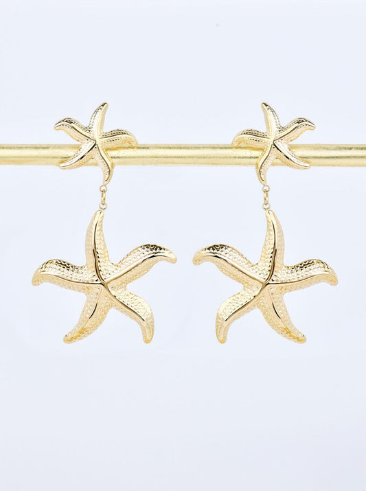 14k Gold Plated Starfish Earrings
