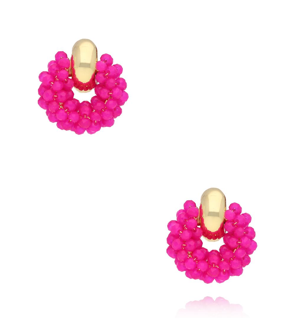 Fuchsia White Luminous Glass Crystal Earrings Weekend