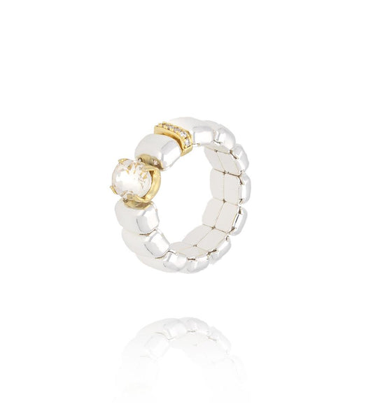 Simplicity Silver Elastic Ring with Crystal