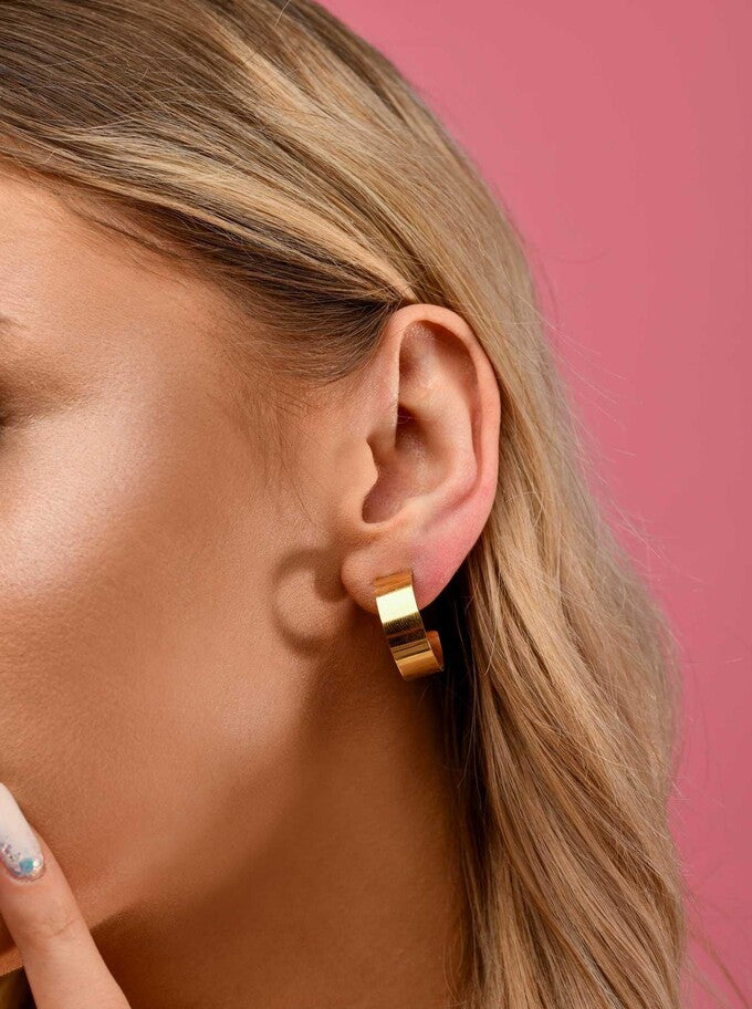 14k Gold Plated Wide Hoop Earrings