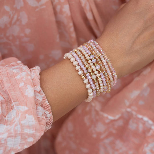 Luminous Pink Glass Crystals Bracelet 0407