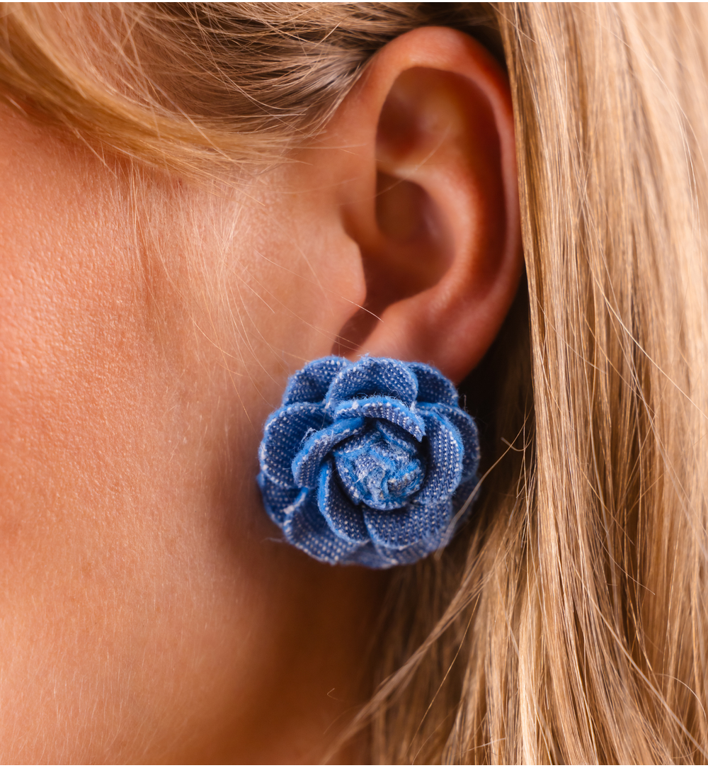 Blue Denim Roses Earrings 1934