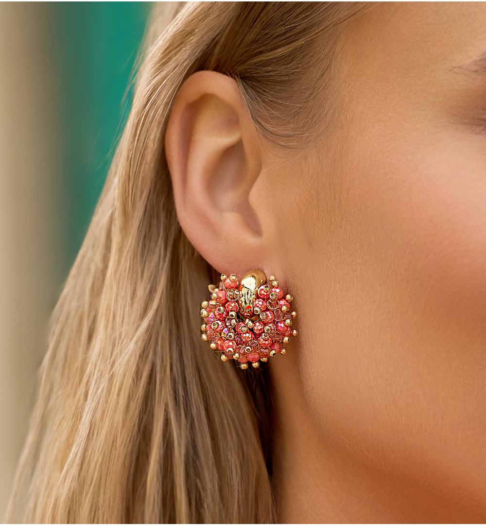 Coral Luminous Glass Crystal Earrings Weekend