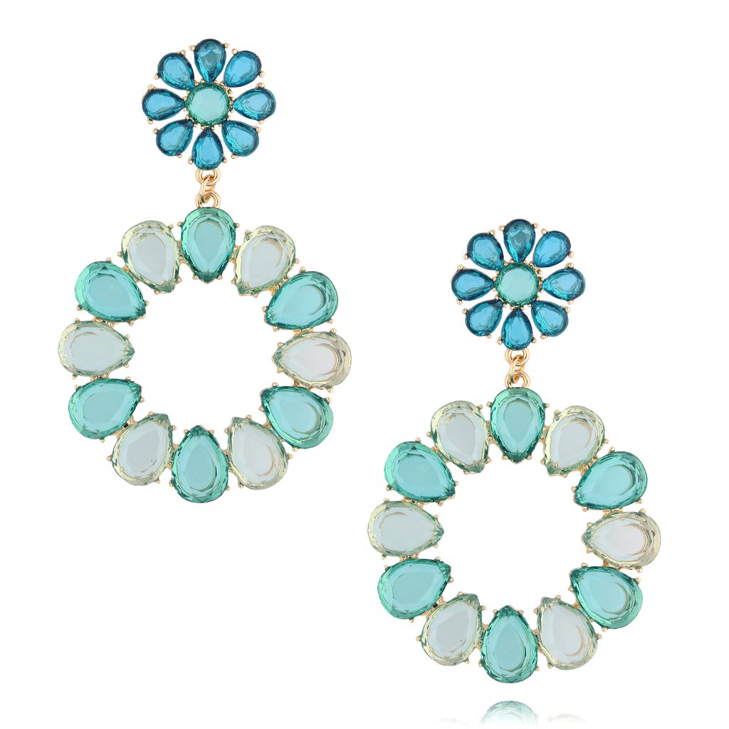 Flower Ocean Blue Crystals Earrings Teresina