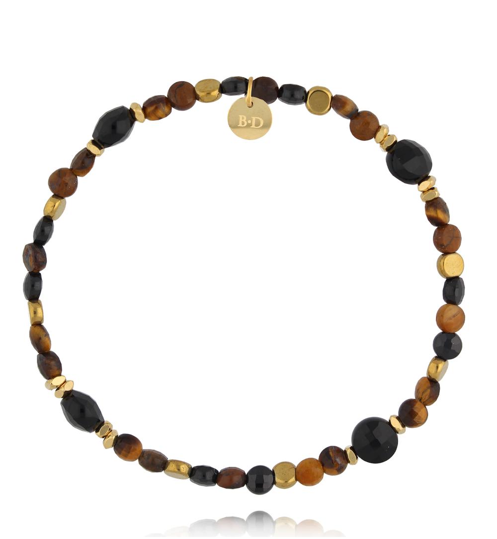 Tigers Eye and Black Agate Stones Bracelet Bracelet 2269