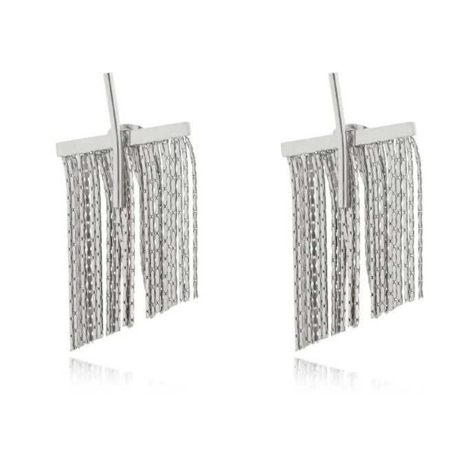 Silver Chains Fringe Earrings