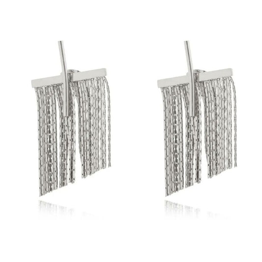 Silver Chains Fringe Earrings