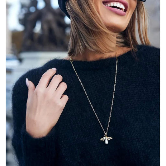 Chain Necklace with Butterfly and Pearl Pendant Tati (cl)