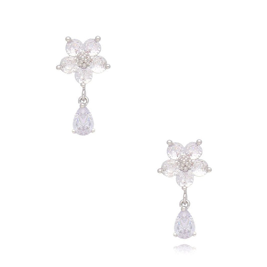 InStyle Flower Crystal Earrings in Silver