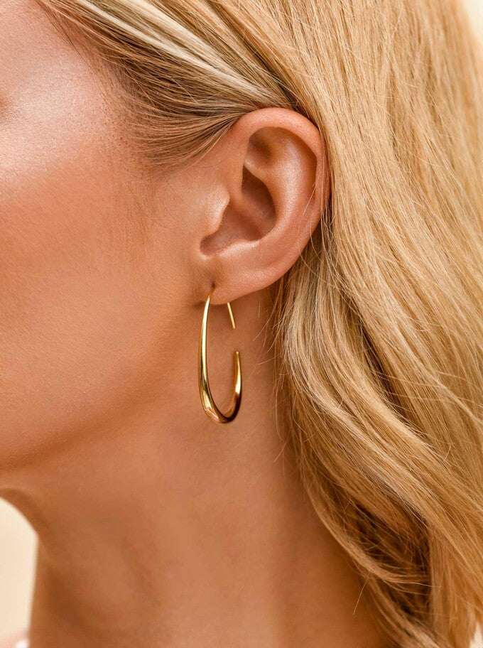 14k Gold Plated Open Oval Earrings