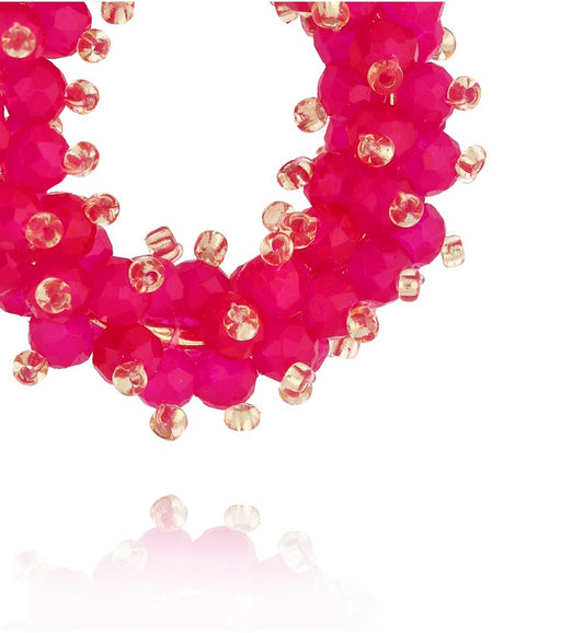 Luminous Fuchsia Glass Crystal Earrings