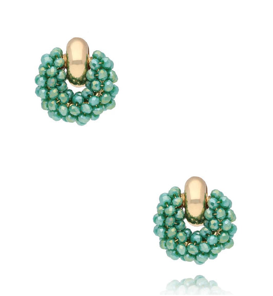 Turquoise Green Luminous Glass Crystal Earrings Weekend 0177