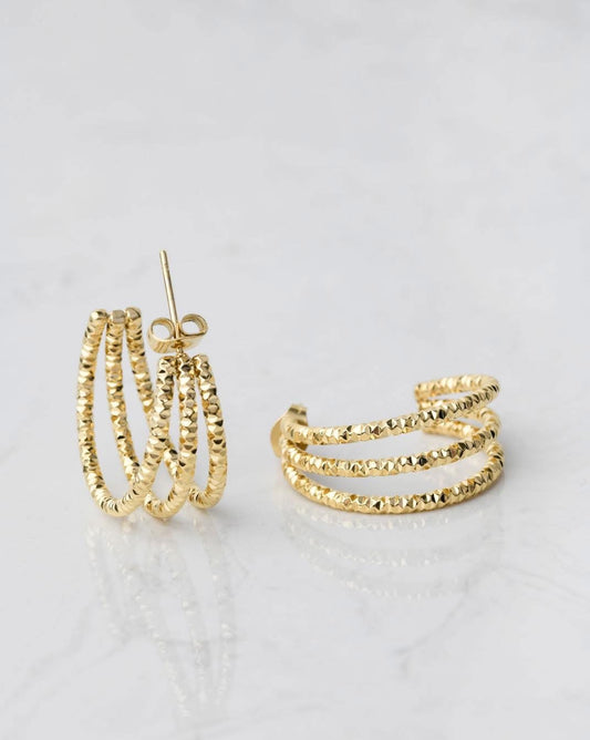 14k Gold Plated Triple Moon Earrings 2,5cm