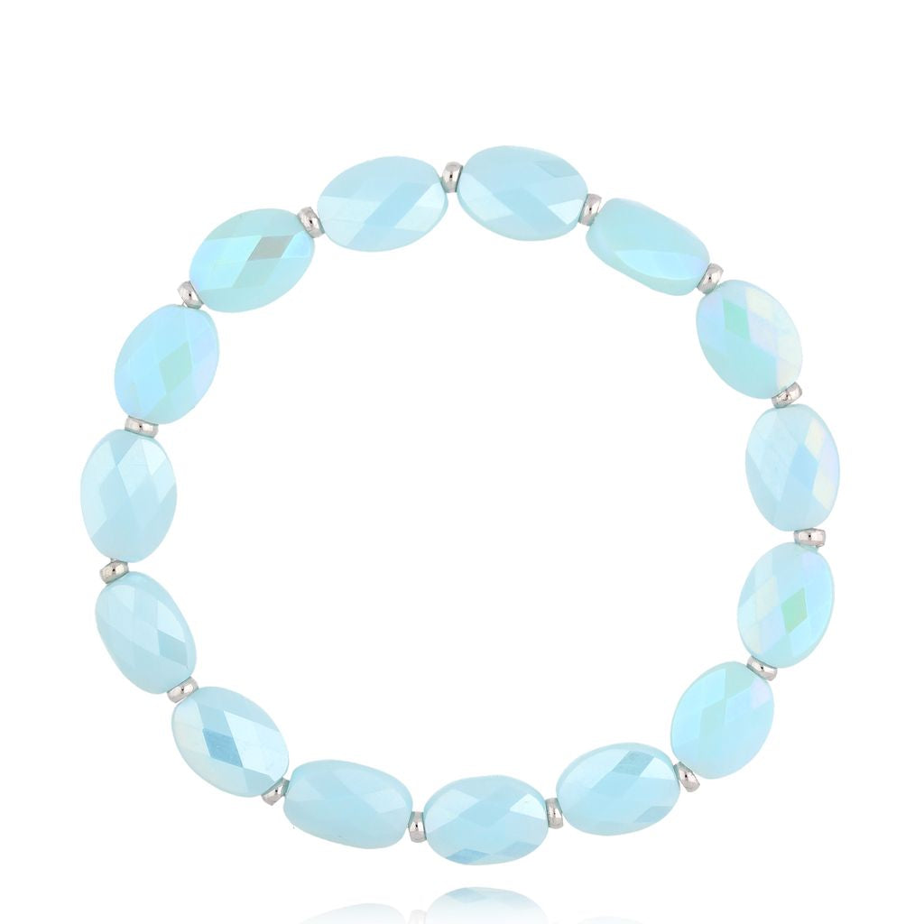 Baby Blue Glass Crystal Bracelet Togue with Silver Finishing