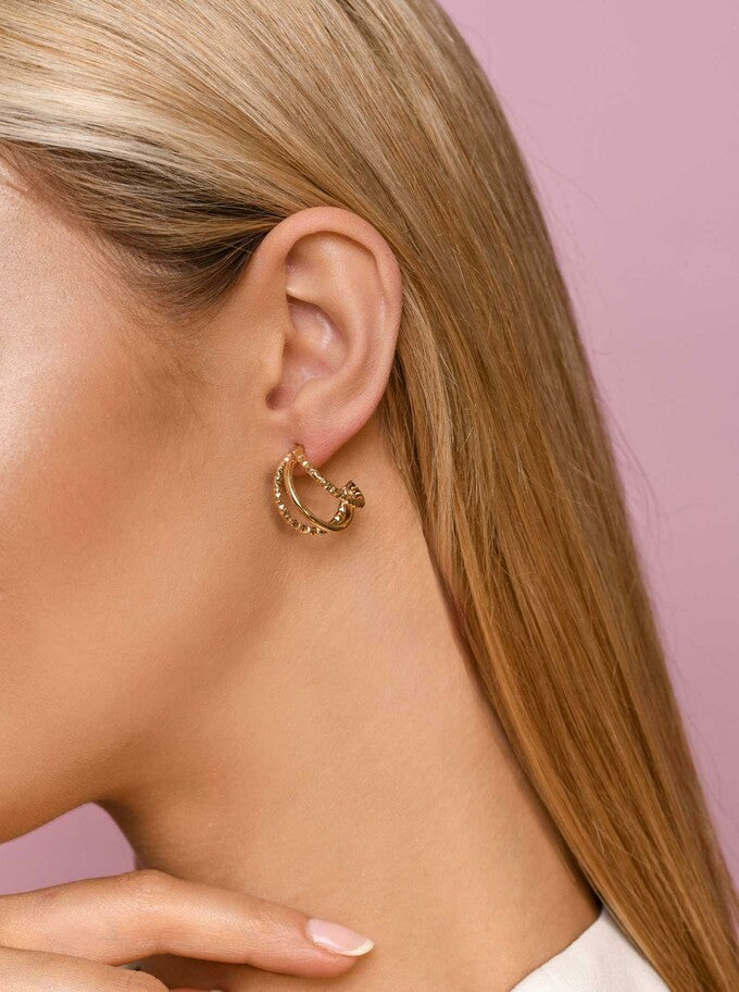 14k Gold Plated Triple Hoop Earrings