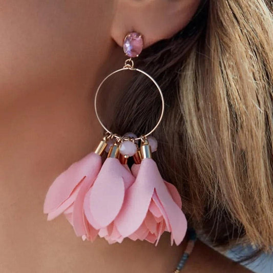 Dusty Coral with Crystal and Pink Beads Earrings Giulia (cl)