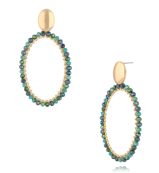 Green Glass Crystals Earrings Weekend