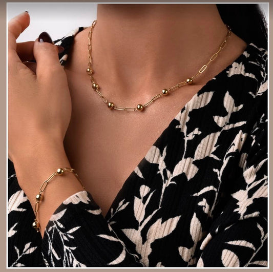 14k Gold Plated Necklace with Balls