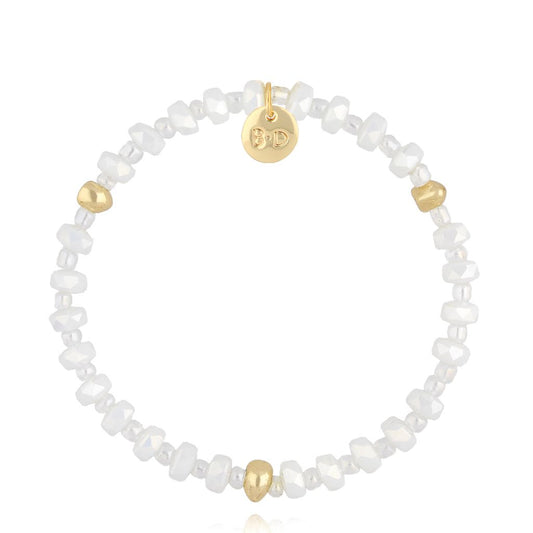 Milk White Glass Crystals Bracelet 0372