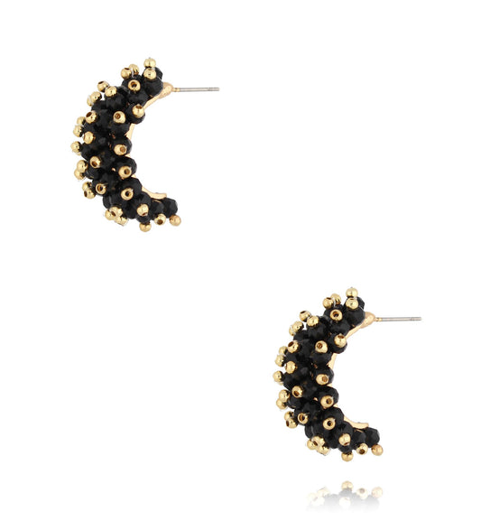 Black Faceted Glass Crystal Earrings