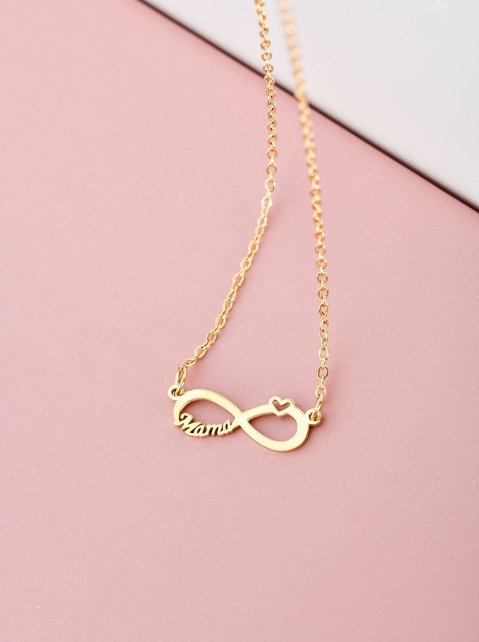 Gold Plated Mama Infinity Pendant Necklace