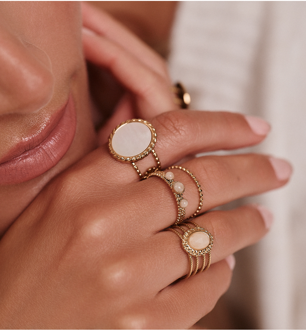 Gold Plated Ring with Round Pearl Earth 0055