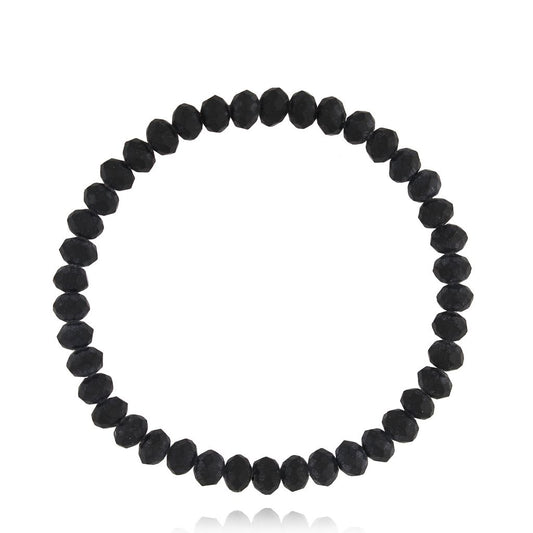 Black Matte Glass Crystals Bracelet