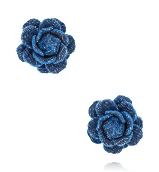 Blue Denim Roses Earrings 1934
