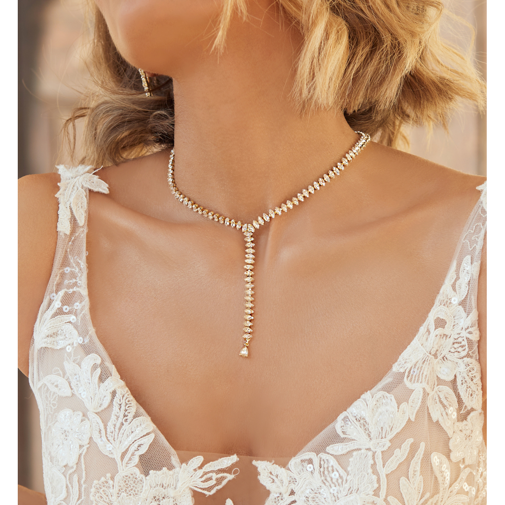 Glamour Shining Crystal Tassel Necklace