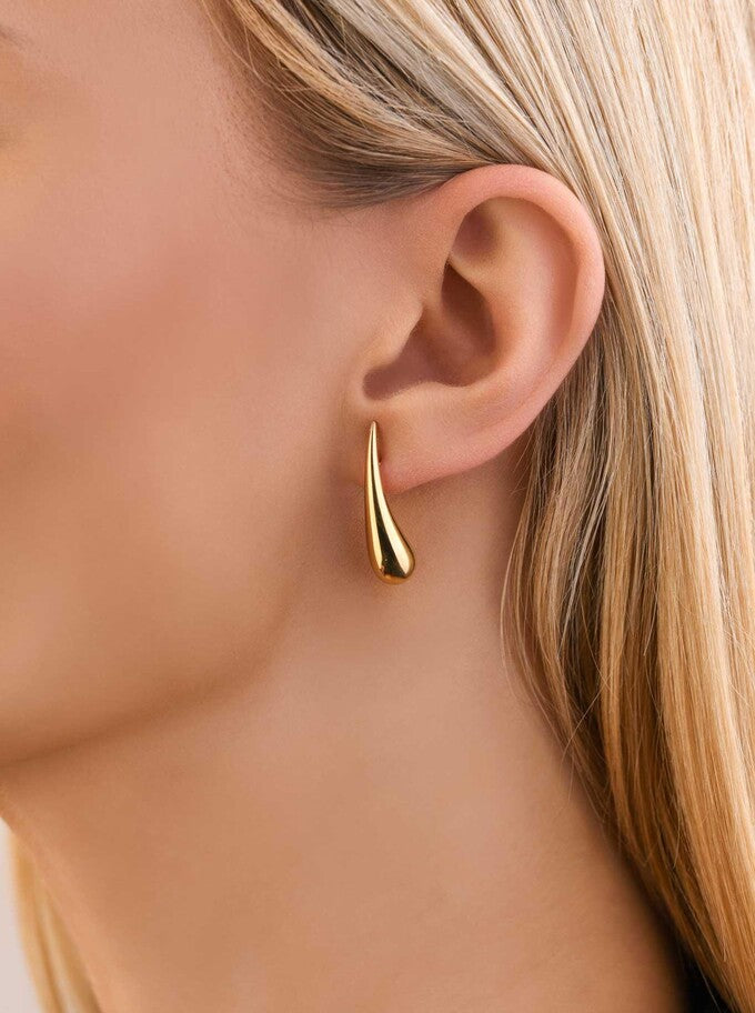 14k Gold Plated Long Teardrops Earrings