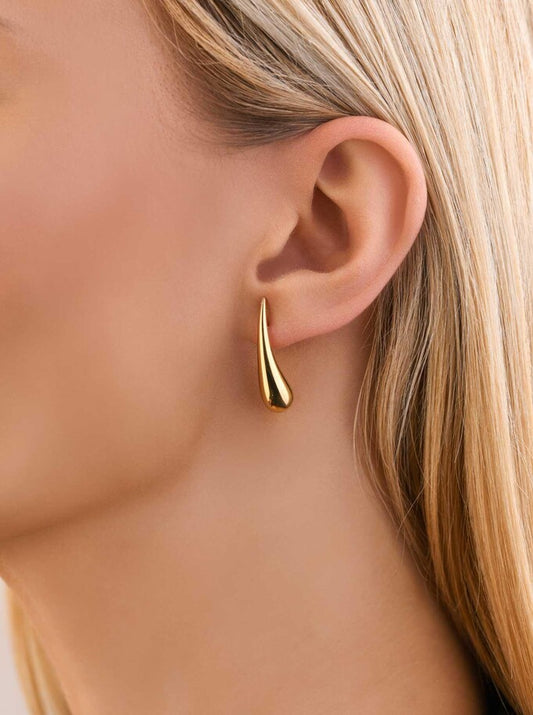 14k Gold Plated Long Teardrops Earrings