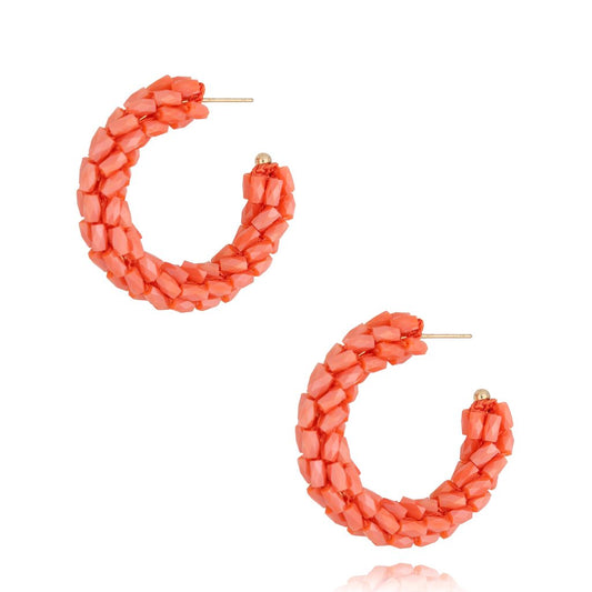 Orange Crystal Hoops Earrings Descansar