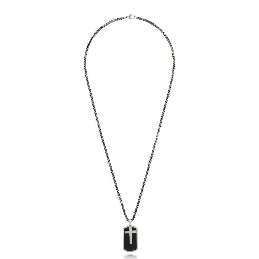 Men’s Stainless Steel Necklace with Everlasting Cross Pendant