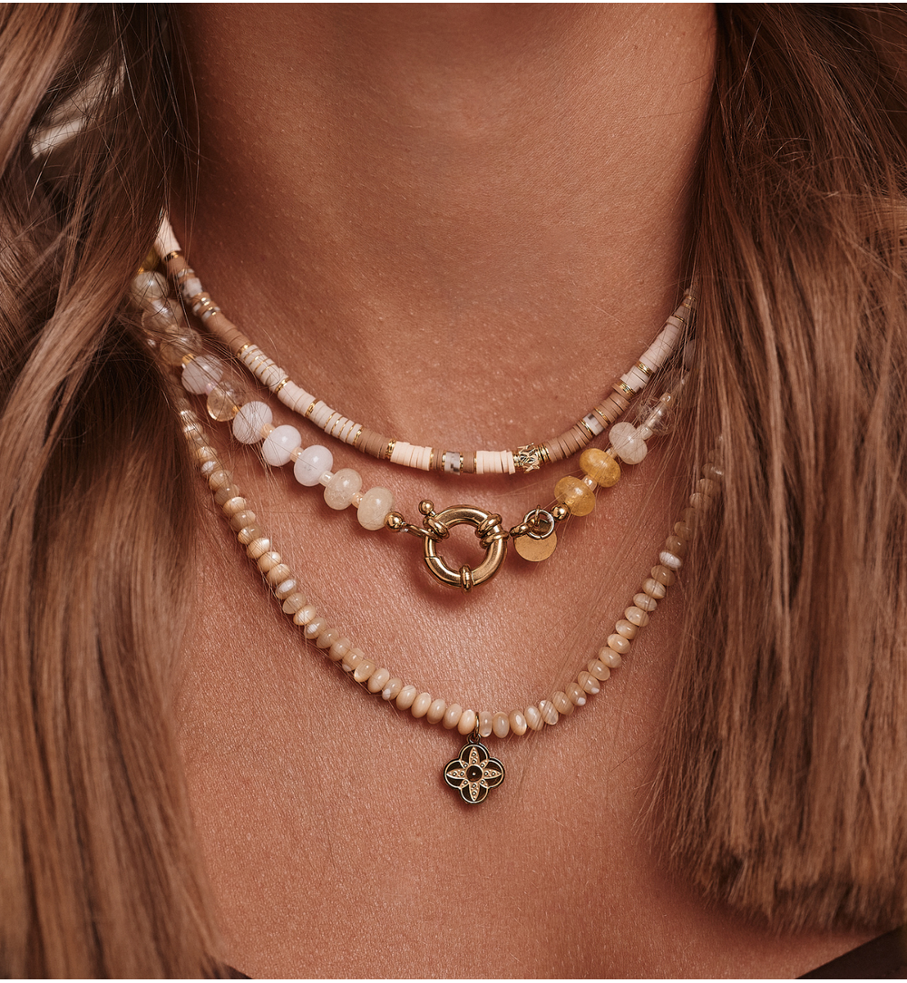 Simplicity Beige and Brown Modeling Clay Necklace