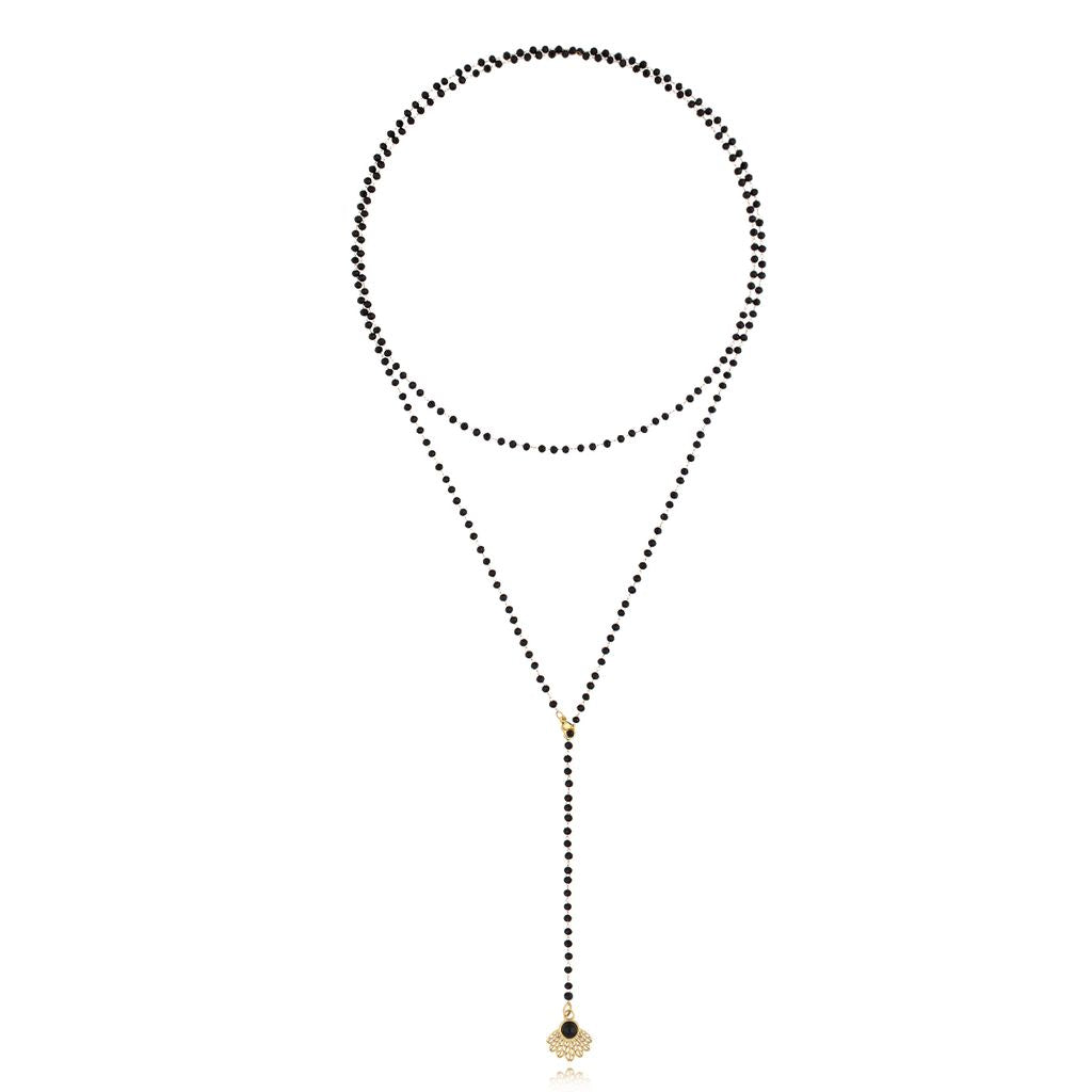 Gold Plated Glass Crystals Long Necklace with Pendant Cristalli