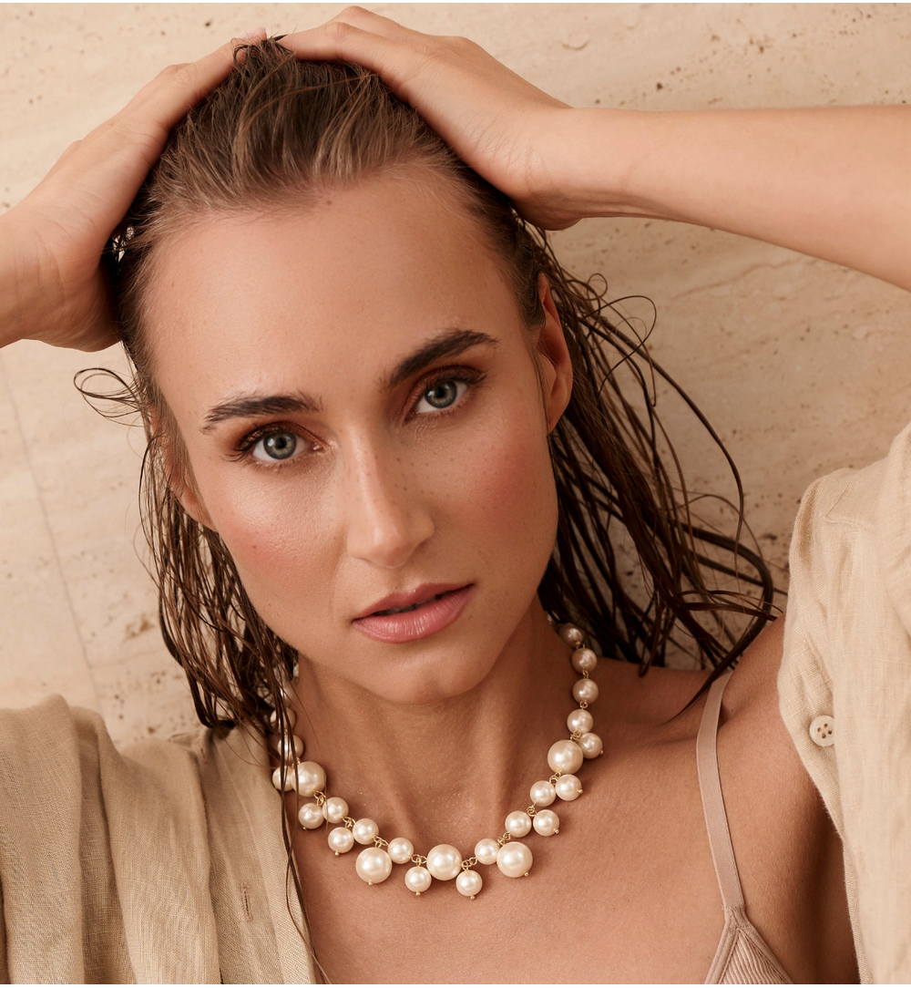 Pearl Symphony Gold Statement Necklace 0299