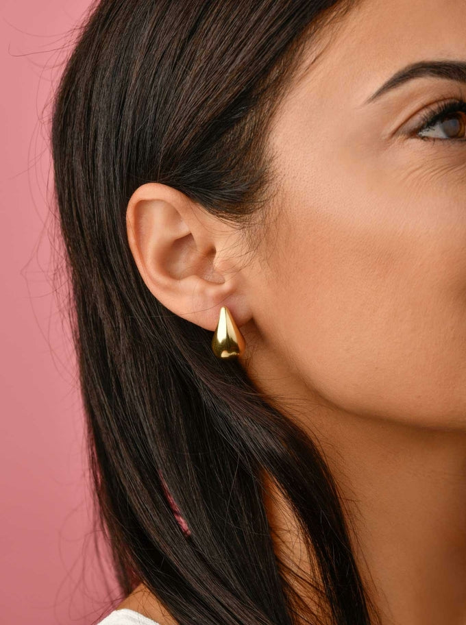 14k Gold Plated Tear Drop Earrings (2cm)