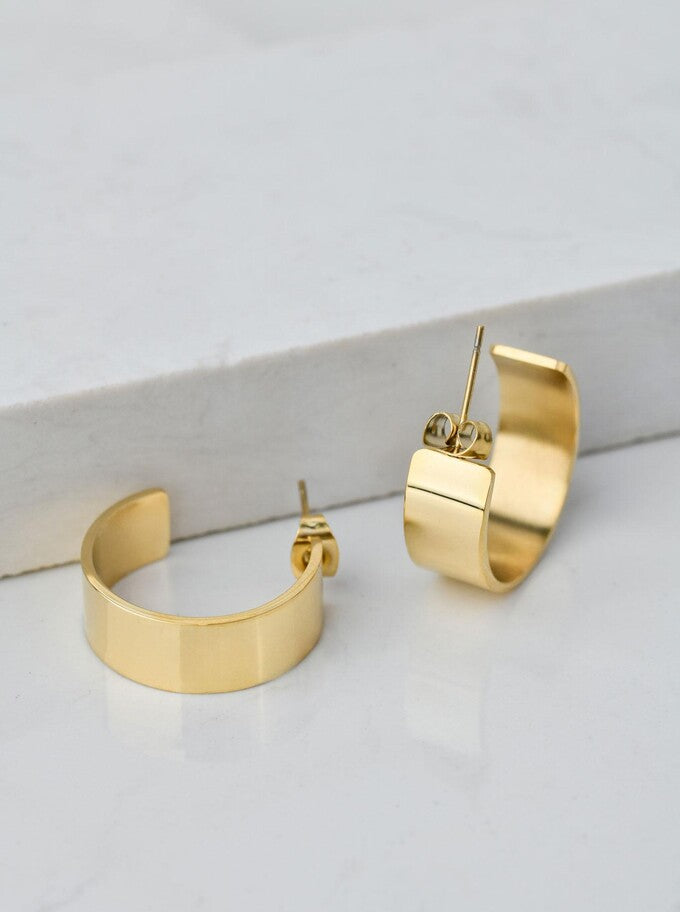 14k Gold Plated Wide Hoop Earrings