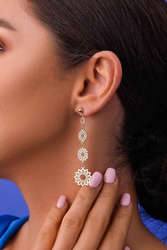 14K Gold Plated Rosetta Flower Earrings (CL)