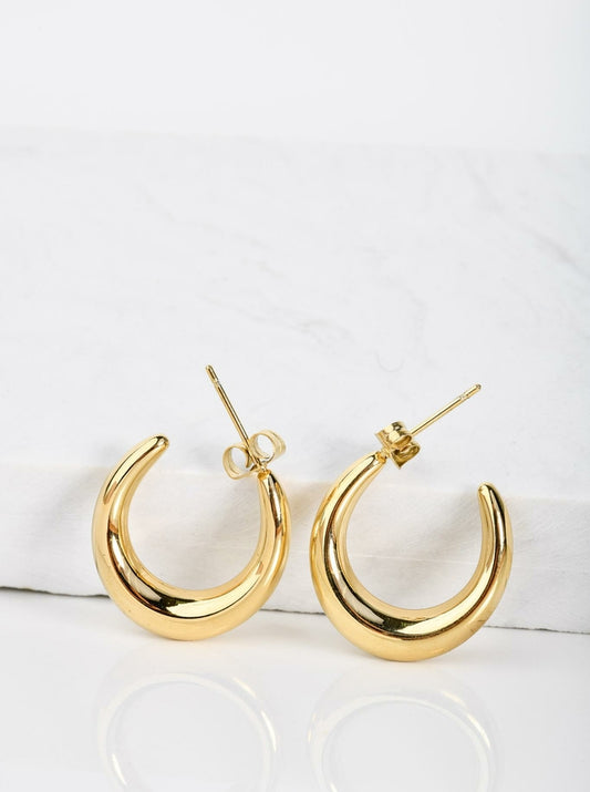 14k Gold Plated Moon Earrings - 3cm