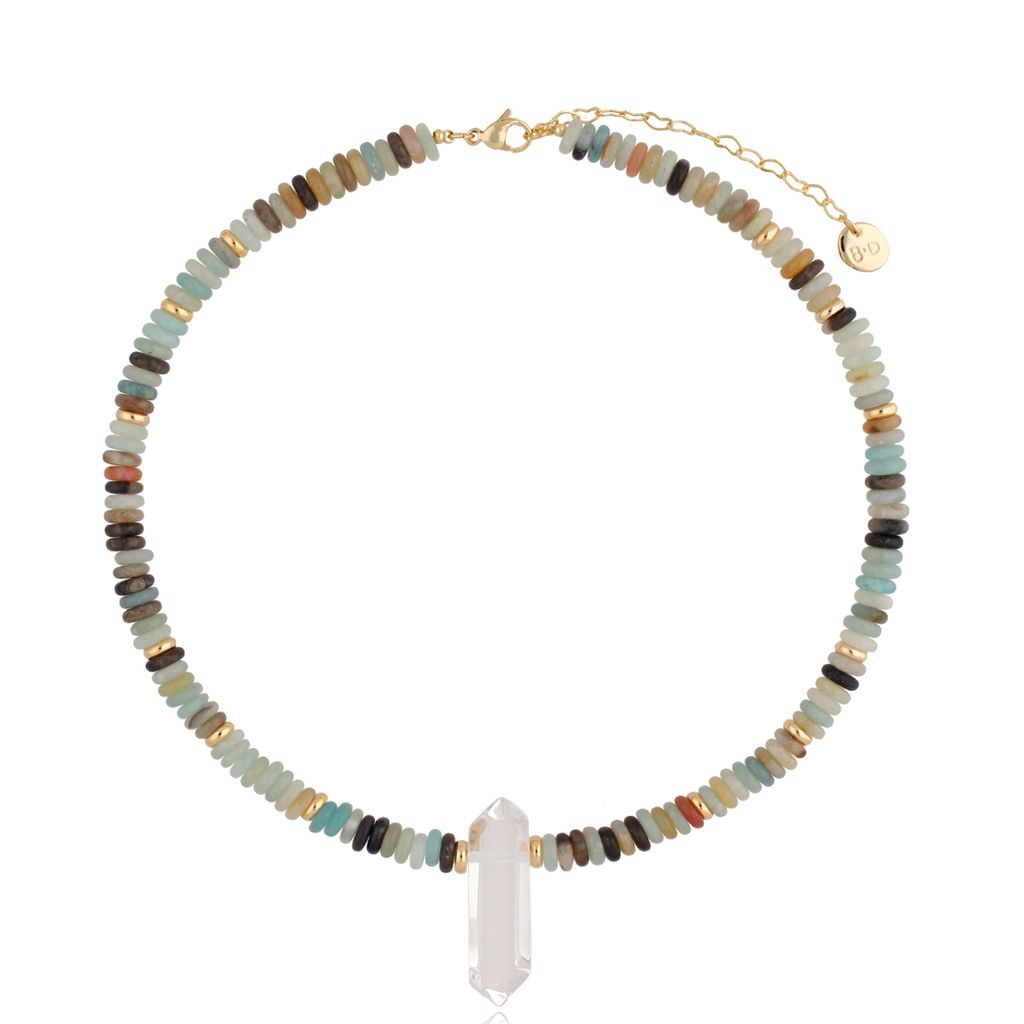 Amazonite and Himalayan Quartz Stone Necklace