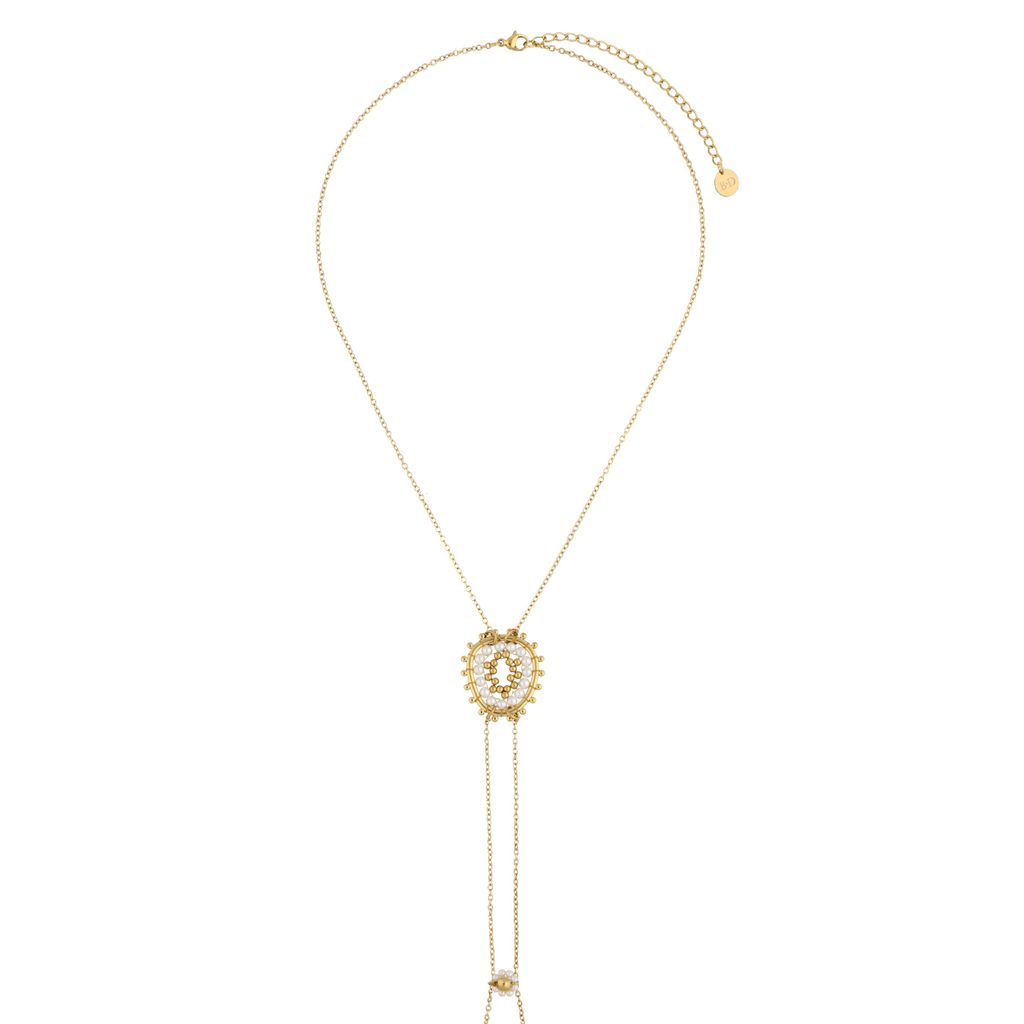 White & Gold Chain Flower Body Chain Necklace