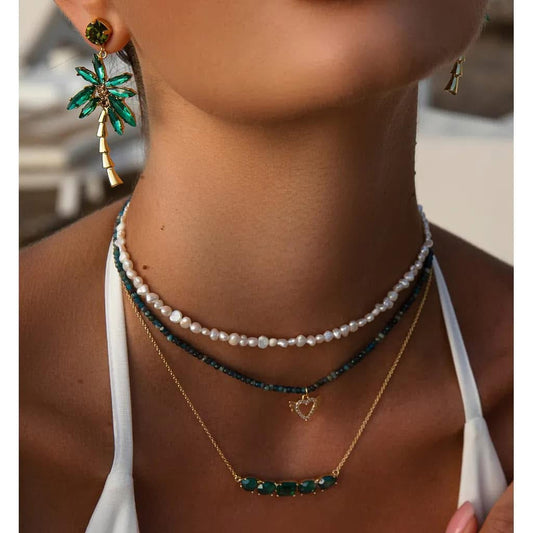 Apatite Crystal Necklace with Wings Heart