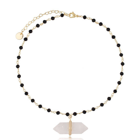 Black Crystals & Himalayan Stone Necklace