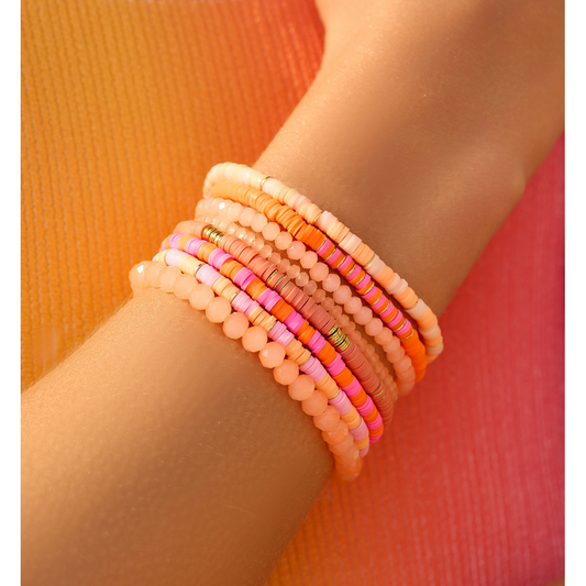 Summer Pastel Tangerine & Pink Bracelets Set