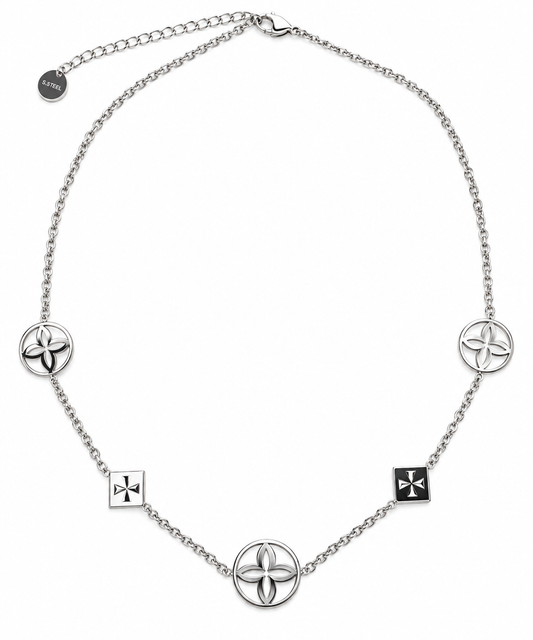 Celebrity Silver Necklace with Lily Flowers (cl)