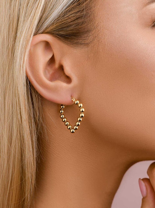 14k Gold Plated Geometric Gold Ball Earrings