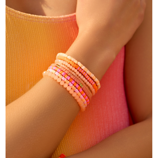 Summer Pastel Tangerine & Pink Bracelets Set